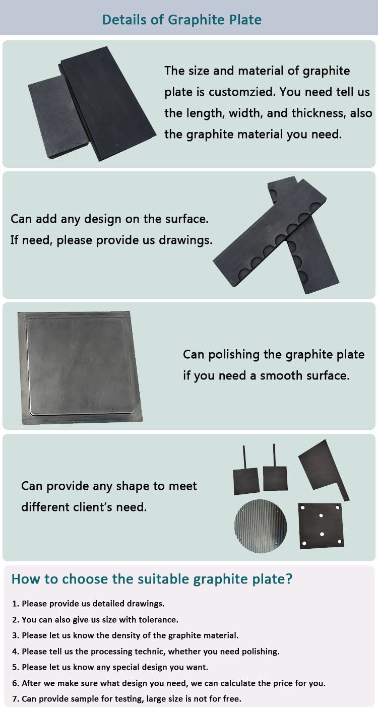 High density square size customized artificial graphite sheet plate for vanadium battery
